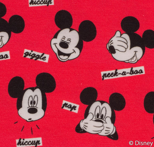 Mickey Mouse, Jersey, Lizenzstoff, Mini Mickey, rot, Swafing