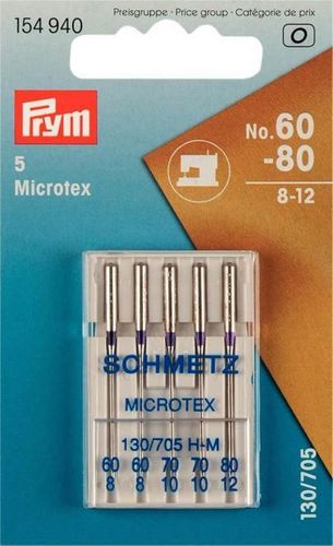 Schmetz/Prym Nähmaschinennadeln "Microtex", 130/705, 60-80, sortiert