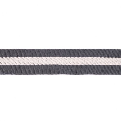 Gurtband Baumwolle-Mix 40mm, Streifen grau-weiß