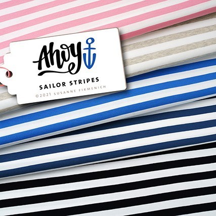 AHOY - Sailor Stripes, blau/weiß - Bio-Jersey, Hamburger Liebe, Albstoffe