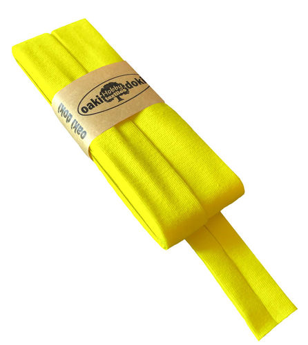 Jersey-Schrägband, Viskose-Jersey, 3m-Stück, neon gelb