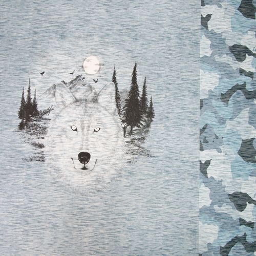 Wild Wolf, Panel blau, Sweat, leicht angeraut, Hilco