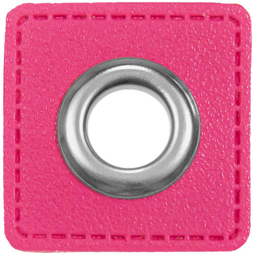 Lederimitat Ösenpatch, Durchlass 10mm, pink