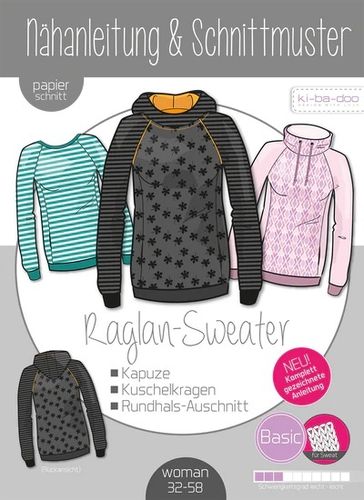 Basic Raglan Sweater Damen Gr. 32-58 - Papierschnitt Kibadoo