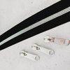 Set Endlosreißverschluss schwarz-silber 1m + 3 Zipper