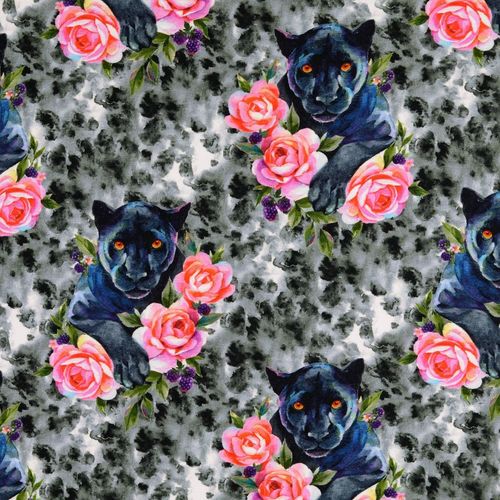 Panthers and Roses, Digitaldruck, Baumwoll-Jersey