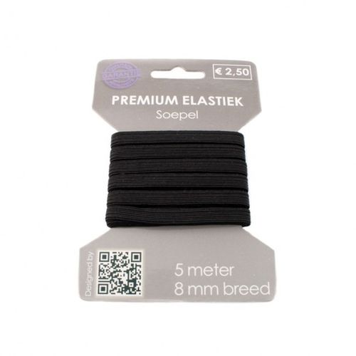 Premium Gummi 8mm schwarz  - 5m lang
