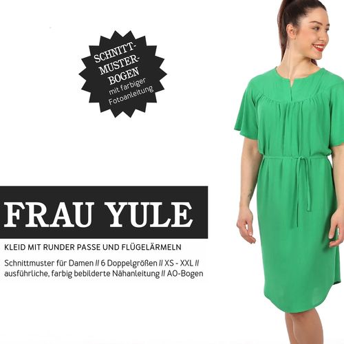 FRAU YULE, Kleid mit ruder Passe und Flügelärmeln, Papierschnitt, Studio Schnittreif
