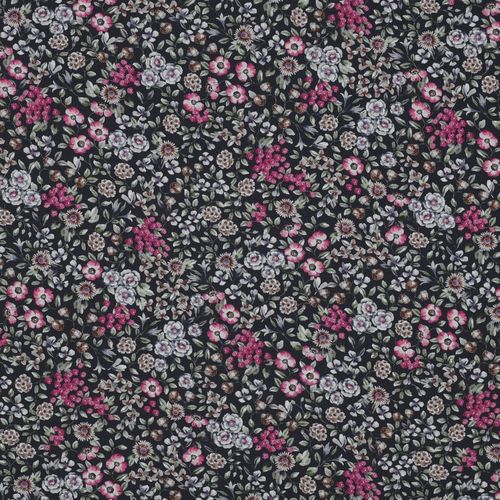 Flowers with pink, leichte Baumwoll-Popeline - anthrazit