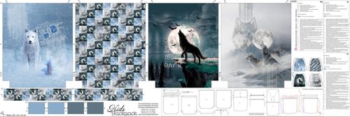 Wölfe, Beutel-Panel, 100% Baumwoll-Canvas