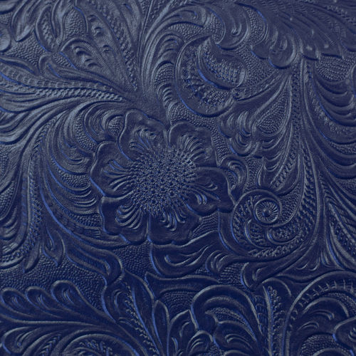 Struktur-Kunstleder floral, Marlies Swafing - blau